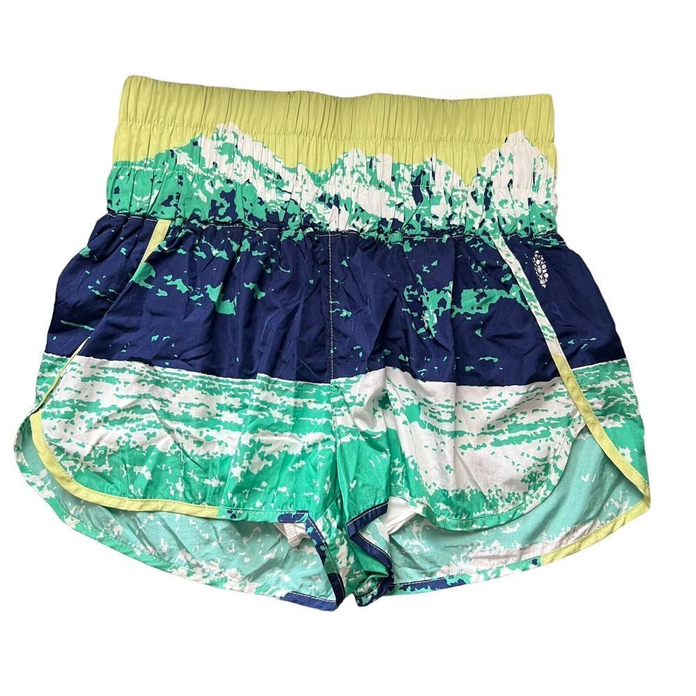 Free People FP Movement The Way Home High Rise Shorts Size Medium Blue Green